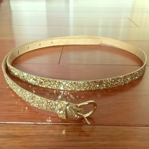 J. Crew Genuine Leather Gold Glitter Belt ✨✨✨